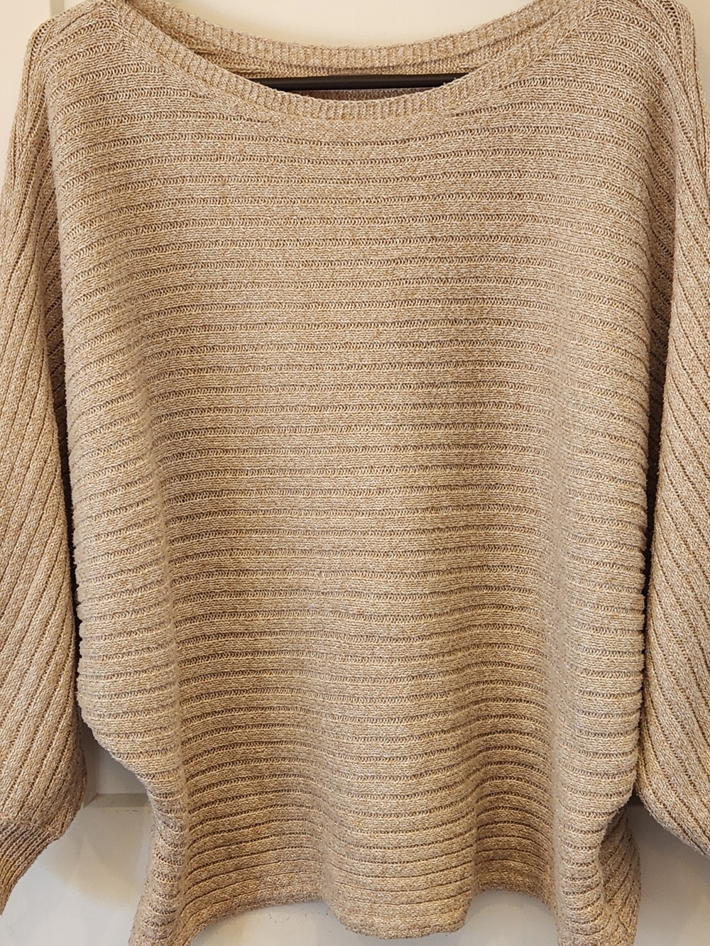 SHEIN Neutral Tan Ribbed Crewneck Sweater
